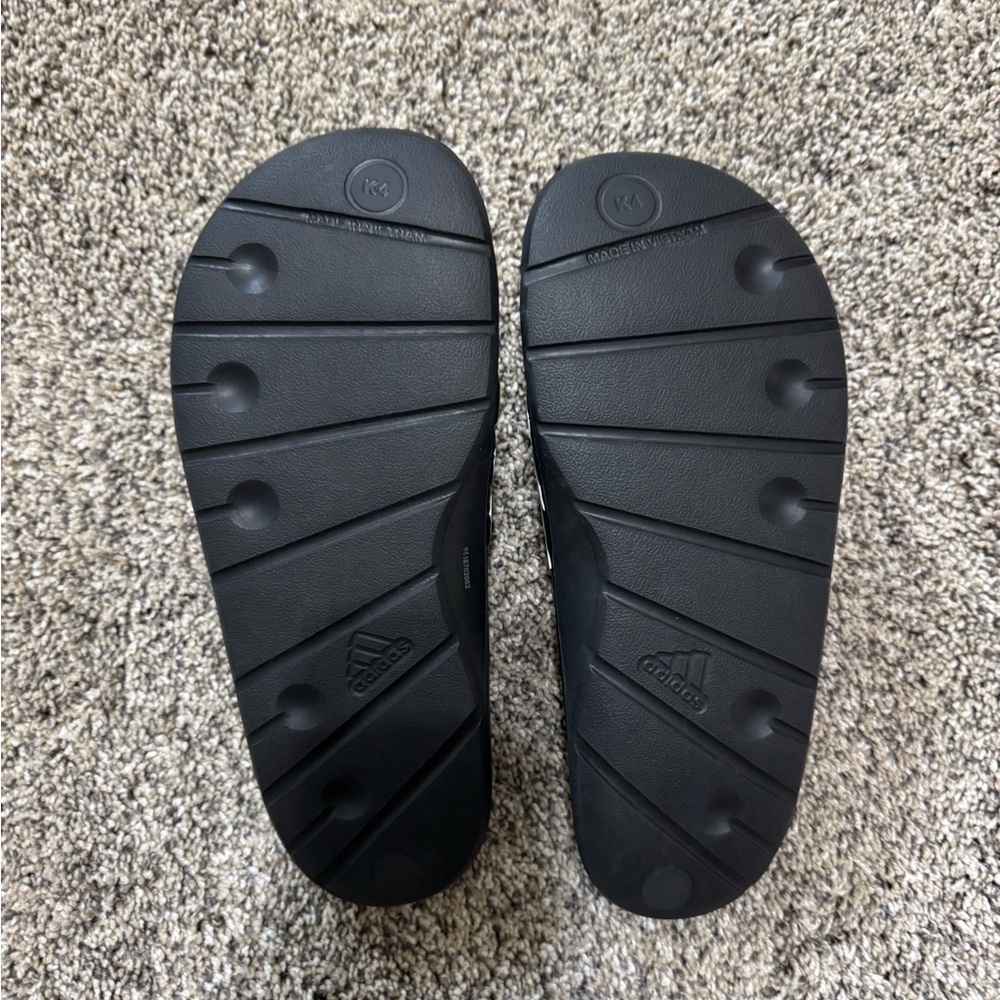 Adidas Kids Striped Black and White Slides - Picture 2 of 2